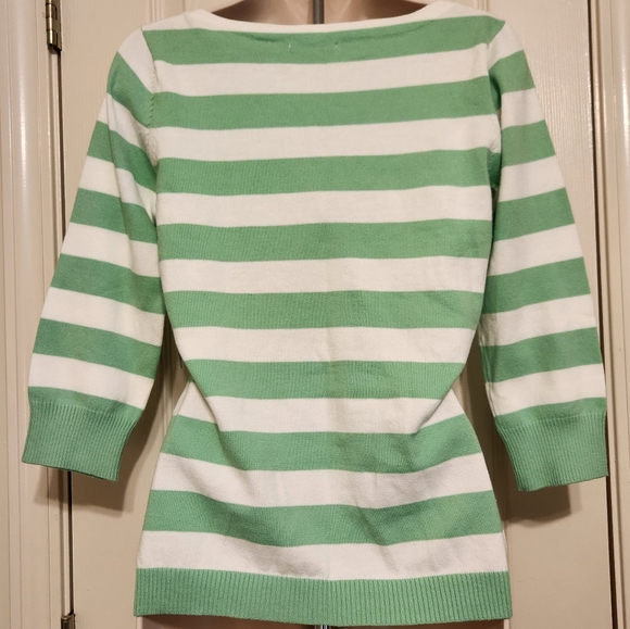 💕NWT IZOD Green and White Striped Sweater Size Small - Picture 7 of 9